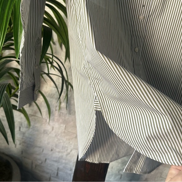 Ralph Lauren Olive Green Stripe Broadcloth Relaxed Fit Button Down Shirt S NWT - Picture 12 of 14
